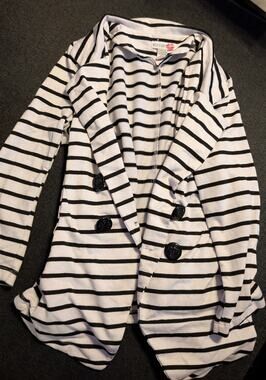Body Central Black and White Striped Blazer Cardigan Size Medium